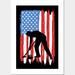 American Flag Curling Graphic Posters and Art